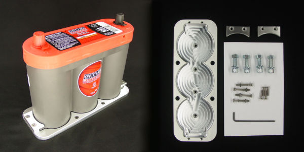 Barch Designs 6V-XXCS Billet Aluminum Rigid Clamp Tray suitable for 6V Optima Battery